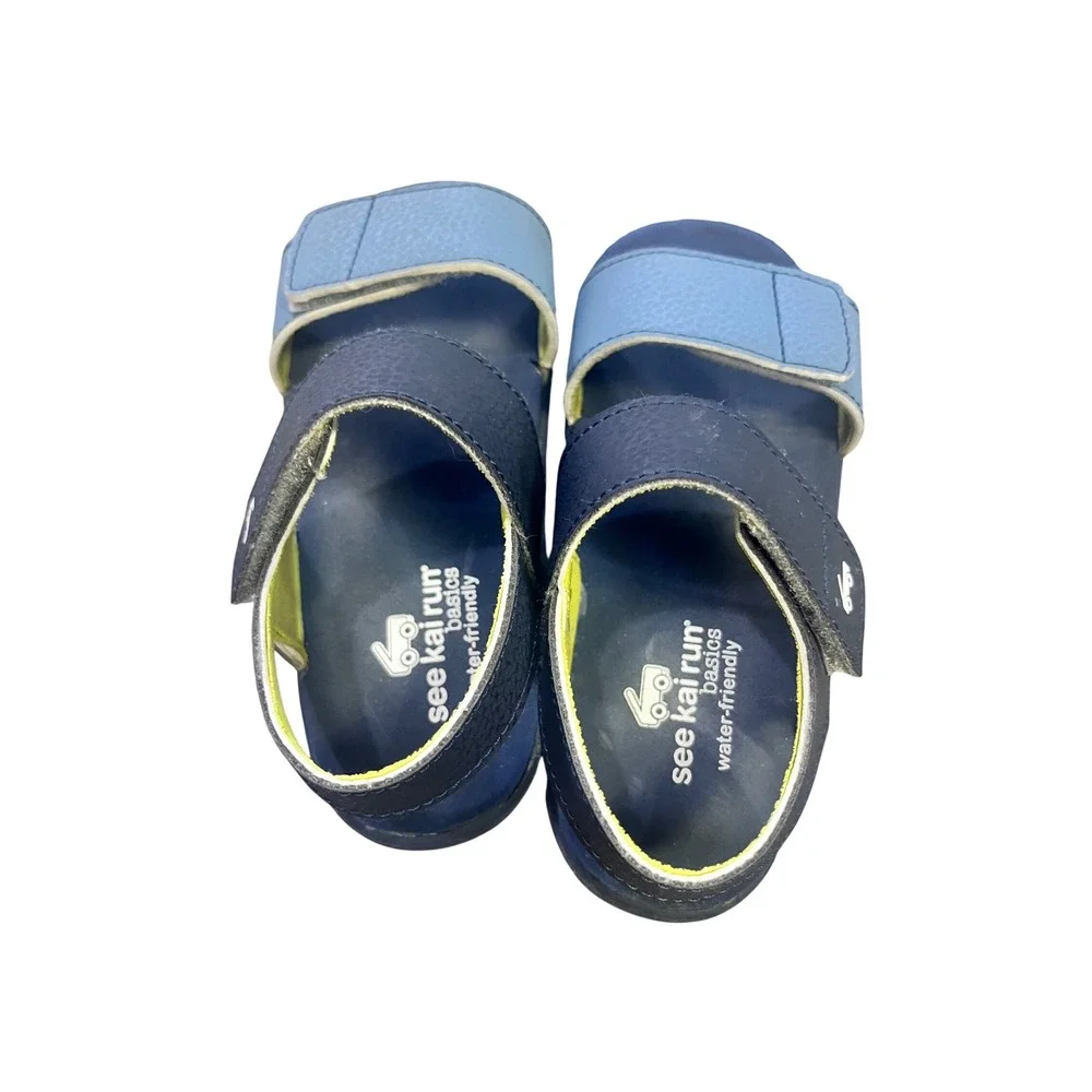 See Kai Run Basics Water Friendly Sandals Boys Size 12 Navy‎ Light Blue Strappy
